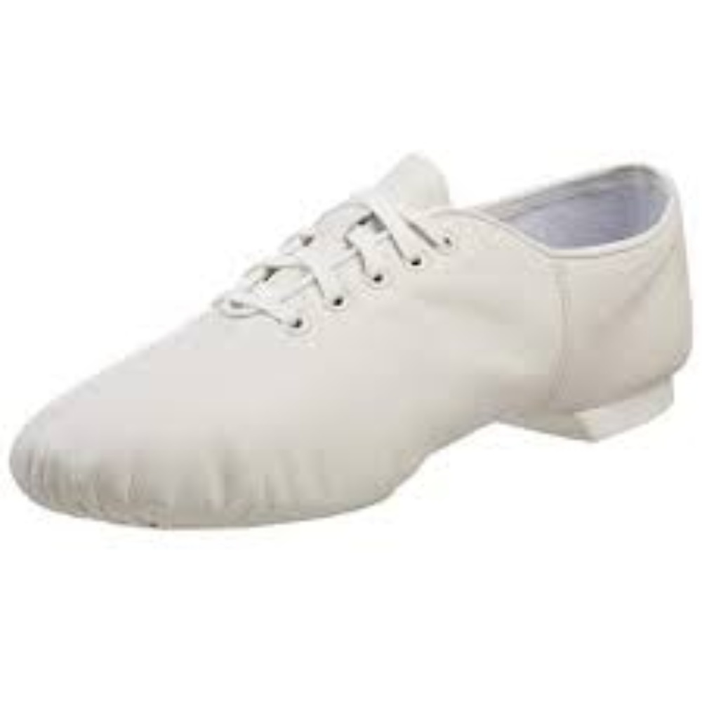 Capezio jazz shoe white split sole leather girls